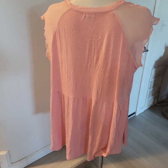 RXB Pink Lace Detail Mesh Sleeve Tunic Top XL embroidered floral cottagecore - Picture 5 of 7